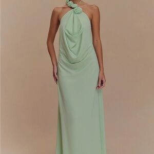 Meshki Green Halter Gown for Wedding Guest